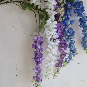 2pcs Artificial Wisteria Flowers Nice-looking Decorative Vivid Fake Vine  Plant Faux Silk Cloth Flowers For Home Jikaix [xh]