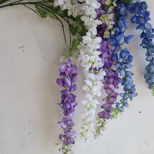 39&quot; Artificial Wisteria Hanging Flowers , Faux Wisteria Stem in Purple/Blue/White, Wedding/Home Centerpieces, DIY Floral Arrangements, Gifts