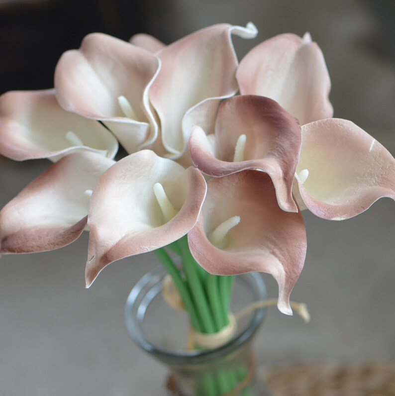 Centerpieces Wedding Decorations 10 Pale Brown Calla Lilies Real Touch Flowers Diy Silk Wedding Bouquets Accessories Weddings Valresa Com