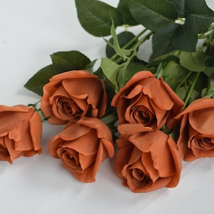 Terracott Real Touch Roses, Burnt Orange Fake Artificial Roses, DIY ...