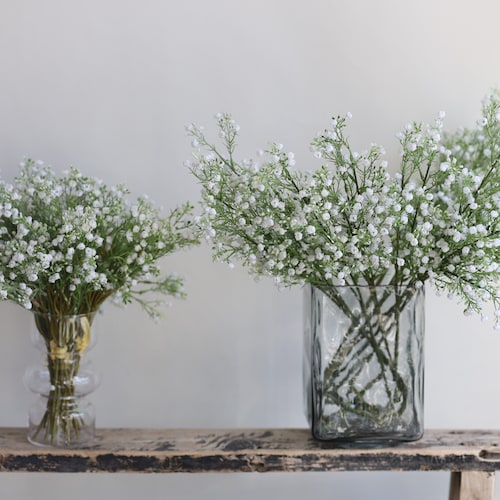 Pan de hadas artificial, manojo de flores silvestres blancas, ramo para armar