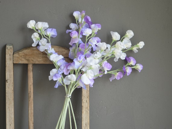 Purple Sweet Pea, Artificial Sweet Pea, Small Fake Flowers, Lilac Flowers,  Sweet Pea Flower, Silk Sweet Pea, Sweet Pea Decorations 