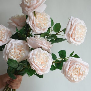 25.5&quot; Suave Blush Rosa Real Touch Gran Repollo Inglés Rosa, Flores Artificiales Falsas, Florales DIY / Boda / Hogar / Cocina Decoración / Regalos