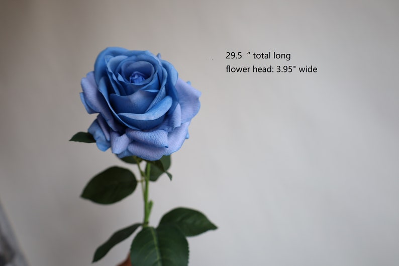 Dusty Blue Real Touch Artificial Roses, Vintage/Handmade Home/Wedding/Occasion Decors, Special Gifts, DIY Wedding Bouquets/Florals 29.5"dustyblue-#1038