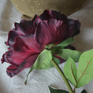 Dark Burgundy Peonies, Real Touch PU Flowers, DIY Silk Wedding, Bridal Bouquets, Wedding Table Centerpieces image 5