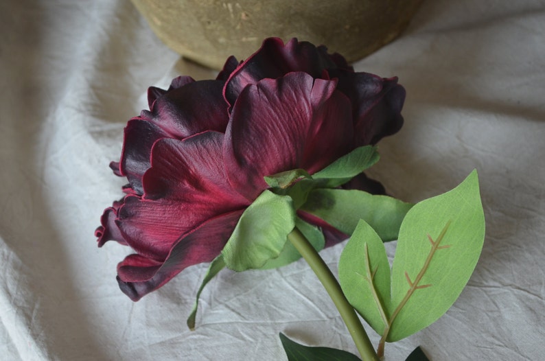 Dark Burgundy Peonies, Real Touch PU Flowers, DIY Silk Wedding, Bridal Bouquets, Wedding Table Centerpieces image 5