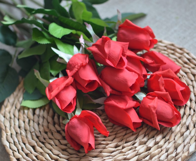 17 Red Real Touch Faux Rose Artificial Flower DIY Etsy