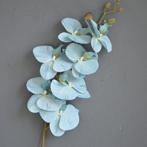 Orquídeas falsas, orquídeas Phalaenopsis artificiales en champán, rosa polvoriento, azul, orquídeas de colores de otoño Blue-Qiu Lan