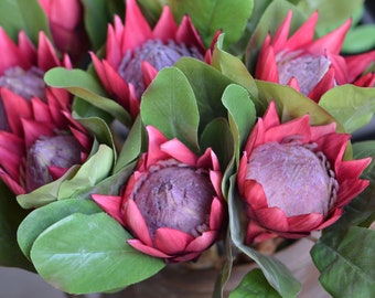 King Protea Flowers Silk Artificial Burgundy Protea Flowers DIY Wedding Bouquets Centerpieces