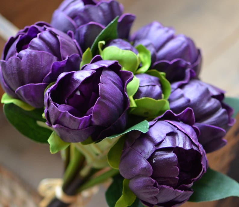 Dark Plum Peonies Real Touch Peonies Bunch DIY Silk Bridal Etsy