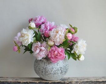 25.6&quot; Faux Peony, Rose Pink, Mauve, Cream, Fuchsia Artificial Peonies, DIY Wedding/Home/Kitchen/Office/Table Decors, Best Gifts for Her
