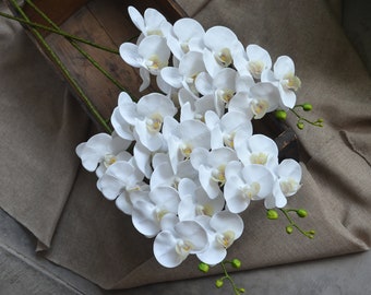 White Orchids Real Touch Flowers Phalaenopsis True Touch Artificial Orchids DIY Silk Wedding Bouquets Wedding Centerpieces