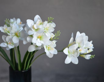 Orquídeas Fresia Blancas, Orquídeas Flores Real Touch, Decoraciones Centros De Mesa DIY, Orquídeas Púrpuras