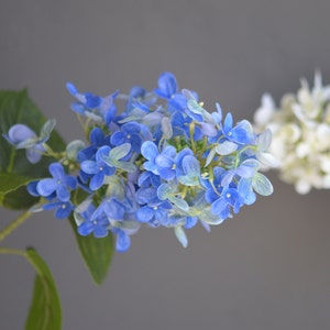 27.5“ Huge Real Touch Blue Artificial Panicle Hydrangea Stem, Luxry Realistic, DIY Floral, Wedding/Home/Kitchen Decorations | Gifts