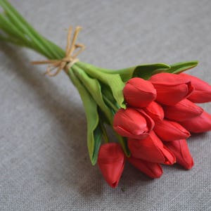 Real Touch Tulips For DIY Wedding Bouquets Centerpieces Tulips Buds Ivory Purple Tulips image 3