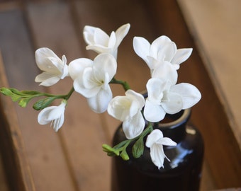 Ivory White Freesia Orchids Real Touch Flowers DIY Centerpieces Decorations Bridal Bouquets Wedding flowers