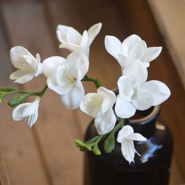 Ivory White Freesia Orchids Real Touch Flowers DIY Centerpieces Decorations Bridal Bouquets Wedding flowers