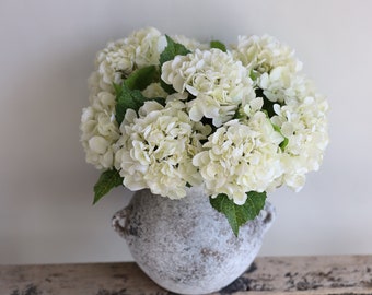 20" Artificial Real Touch Hydrangea Stem in Cream White, Faux Spring Branch Flower, DIY Floral/Wedding/Home/Kitchen Floral Arrangement| Gift