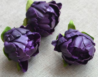 Dark Plum Peony Blooms, Real Touch Flowers Peonies, DIY Cake Toppers, Peonies Heads, Wedding Decorations