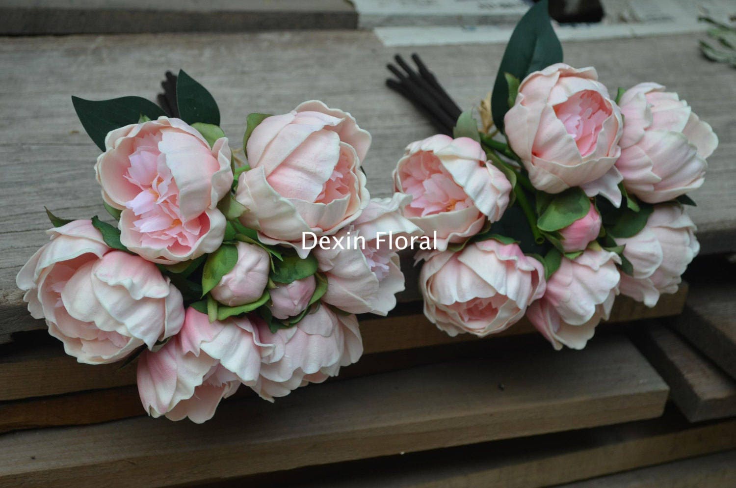 MISSPIN Bouquet Fai Da Te Con Fiori Artificiali – 32 Teste Di Peonie, Rose E Ortensie, Rosa, Per Matrimoni E Centrotavola - 5