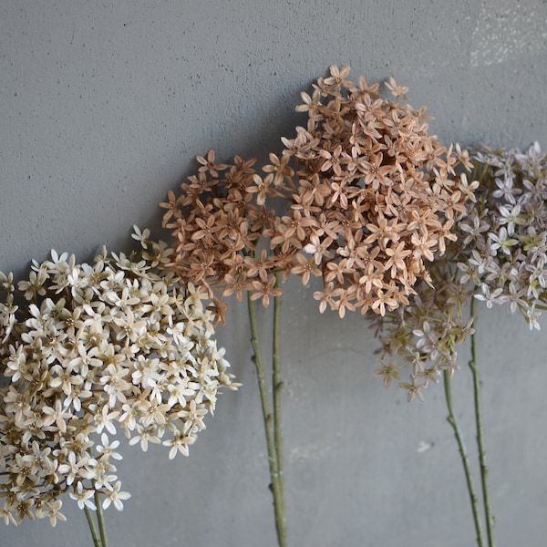 Plastic Small Flowers, Artificial wildflowers, Fall Autumn Fill Flowers, Brown Beige Wildflowers, Gray Flowers