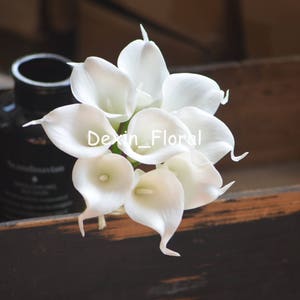 9 Stems Real Touch White Ivory Calla Lilies, Faux Flowers, Wedding Home Decorations, DIY Florals Bouquets, Cream White image 9