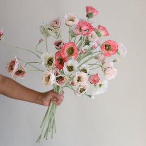 Fiori di papavero finti a 5 teste, ramo di papavero in seta da 26", fiori/centrotavola fai da te, decorazioni per matrimonio/casa/cucina/ufficio/regali per lei