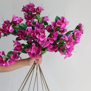 32.5&quot; Faux Purple Fuchsia Real Touch Bougainvillea, Spring Summer Leaf Branch, DIY Floral/Wedding/Home Holiday Decorations, Gifts for Her
