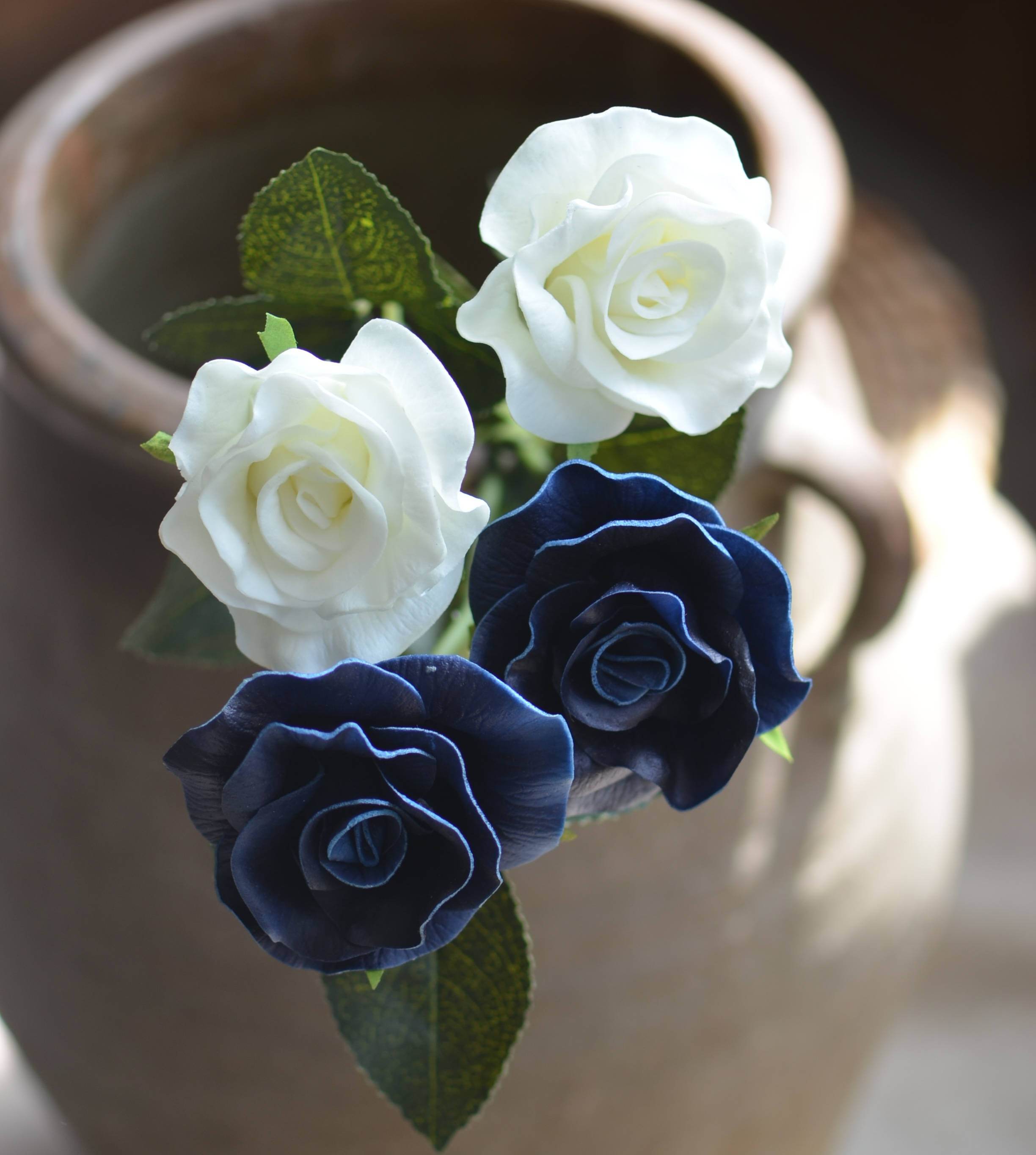 Navy Roses PU Real Touch Roses off White Roses Real Touch Etsy Canada