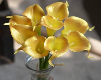 Gold Calla Lilies Real Touch Flowers DIY Wedding Bouquets Centerpieces