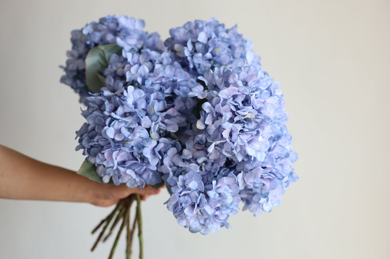 20 Blue Dried Look Hydrangeas, Fake Spring Summer Artificial Hydrangeas Branch, DIY Forals/Wedding Home Decor/DIY Bouquets, Gifts for Her image 9