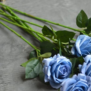 Dusty Blue Real Touch Artificial Roses, Vintage/Handmade Home/Wedding/Occasion Decors, Special Gifts, DIY Wedding Bouquets/Florals image 5