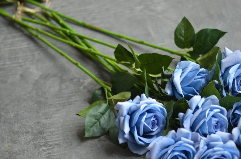 Dusty Blue Real Touch Artificial Roses, Vintage/Handmade Home/Wedding/Occasion Decors, Special Gifts, DIY Wedding Bouquets/Florals image 5