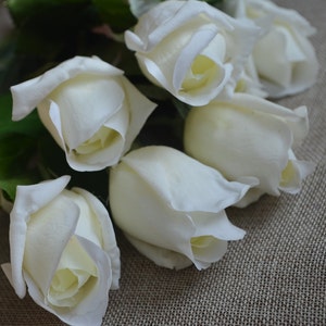 17 Cream White Real Touch RoseBuds, DIY Florals Wedding/Home Decoration Gifts, DIY Bouquets/Centerpieces image 3