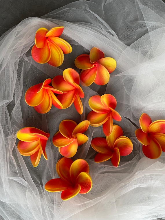 フェイクオレンジプルメリア、ナチュラルリアルタッチフラワー