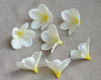 Cream Ivory Plumerias Real Touch Plumerias Flower heads DIY Cake Toppers