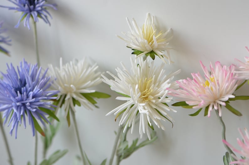 Artificial Mums Blue Mums Silk White Mums Dahlia Pink DIY Etsy