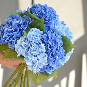 20" Real Touch Blue Hydrangea Stem, High Quality Artificial Flower | DIY Florals Supply | Wedding/Home/Kitchen Decoration | Gifts image 4