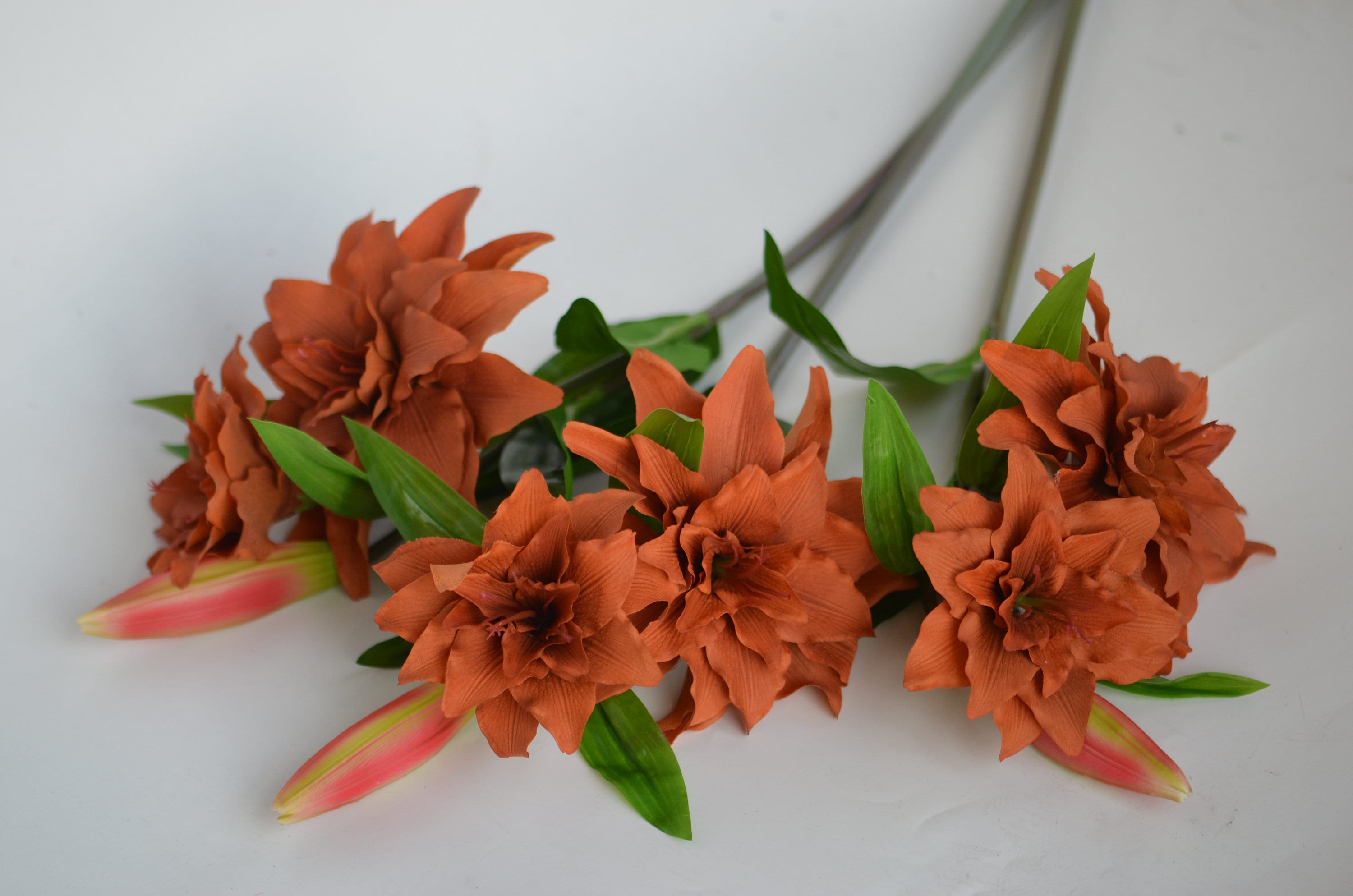 Lily Rust Burnt Orange Garden Lily, Real Touch Rust Lily, Artificial Fall ...