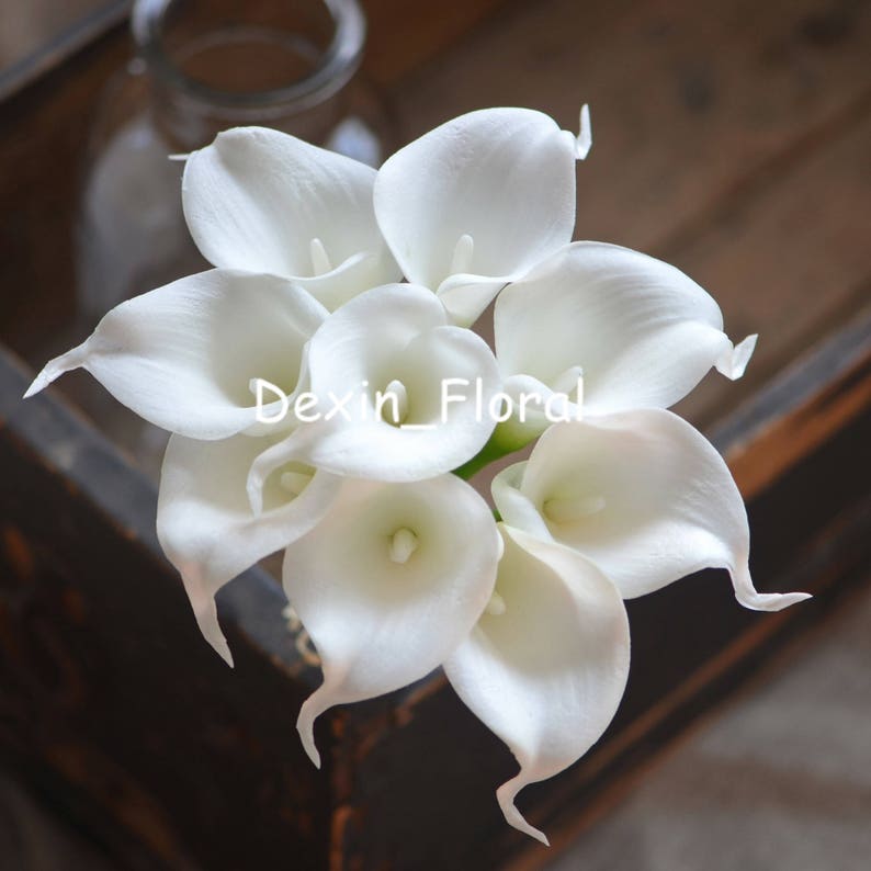 9 Stems Real Touch White Ivory Calla Lilies, Faux Flowers, Wedding Home Decorations, DIY Florals Bouquets, Cream White image 2