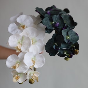 36.6&quot; Blue/White/Green Faux Orchids-10heads, Artificial Phalaenopsis Orchid, DIY Office/Wedding/Home/Holiday/Kitchen Decoration, Gifts