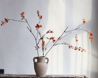 Ramas de hojas de naranja sintética de 39", tallo de planta decorativa, estilo minimalista, planta artificial de alta calidad, oficina/boda/decoración del hogar/regalos