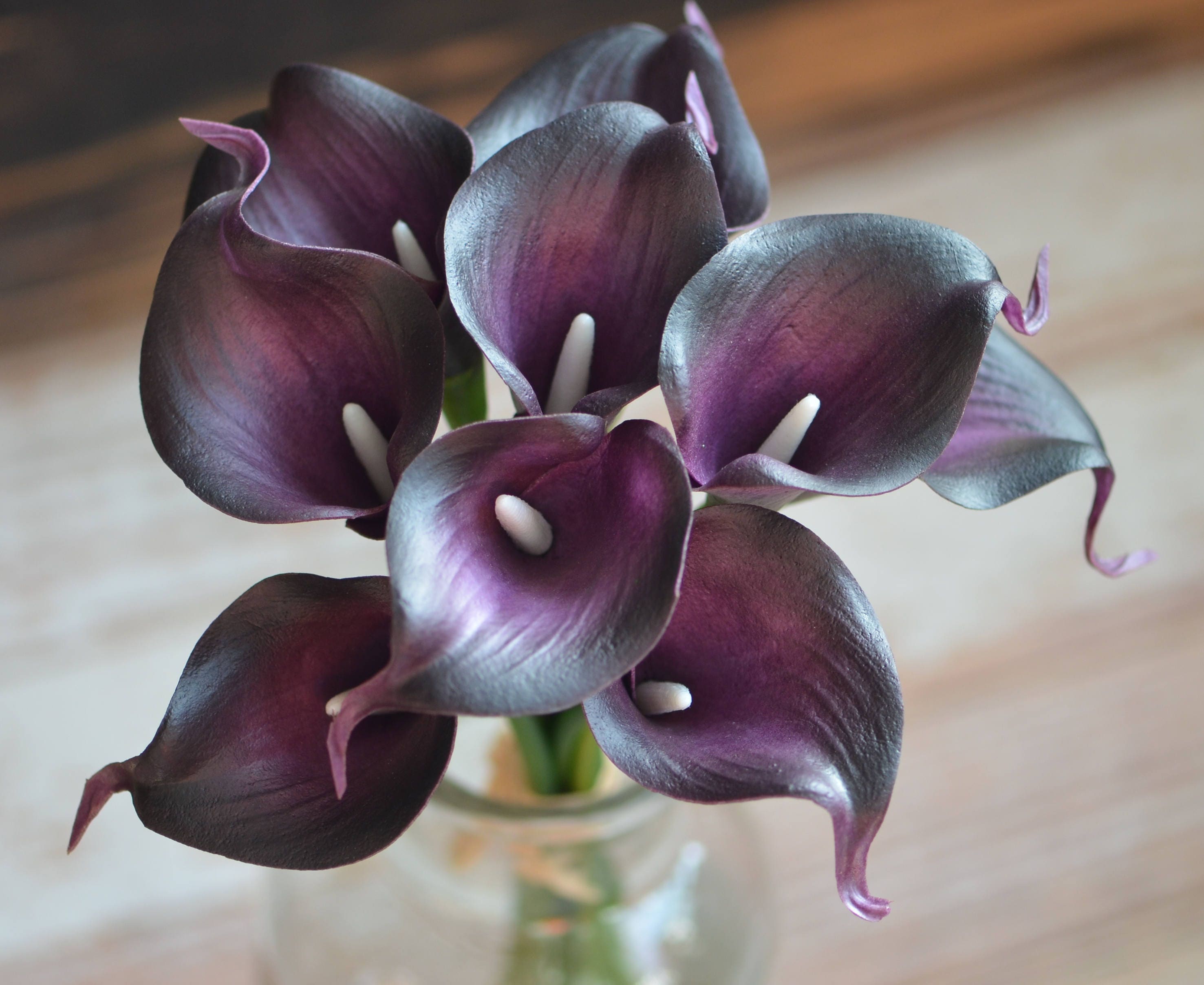 Plum Purple Calla Lilies Real Touch Flowers DIY Silk Wedding Etsy