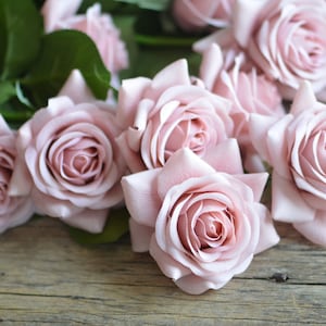 Dusty Rose Pink Real Touch Roses, Aritificial Flowers, DIY Florals Wedding/Home Decoration Gifts, DIY Bouquets/Centerpieces image 1