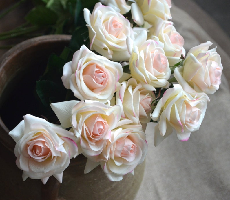 Light Blush Roses Real Touch Flowers Silk Roses DIY Wedding Flowers Silk Bridal Bouquets Wedding Centerpieces