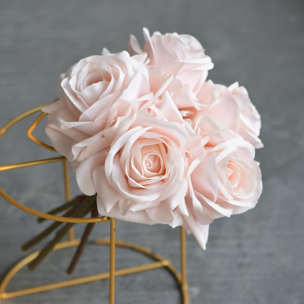 5 stems Real Touch Rose Bundle, Rose Arrangement, Small Table Arrangement, Wedding Centerpieces in Blush, Ivory, Dusty Pink, Beige, Orange