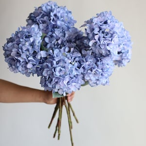 20 Blue Dried Look Hydrangeas, Fake Spring Summer Artificial Hydrangeas Branch, DIY Forals/Wedding Home Decor/DIY Bouquets, Gifts for Her image 1