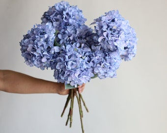 20" Blue Dried Look Hydrangeas, Fake Spring Summer Artificial Hydrangeas Branch, DIY Forals/Wedding Home Decor/DIY Bouquets, Gifts for Her