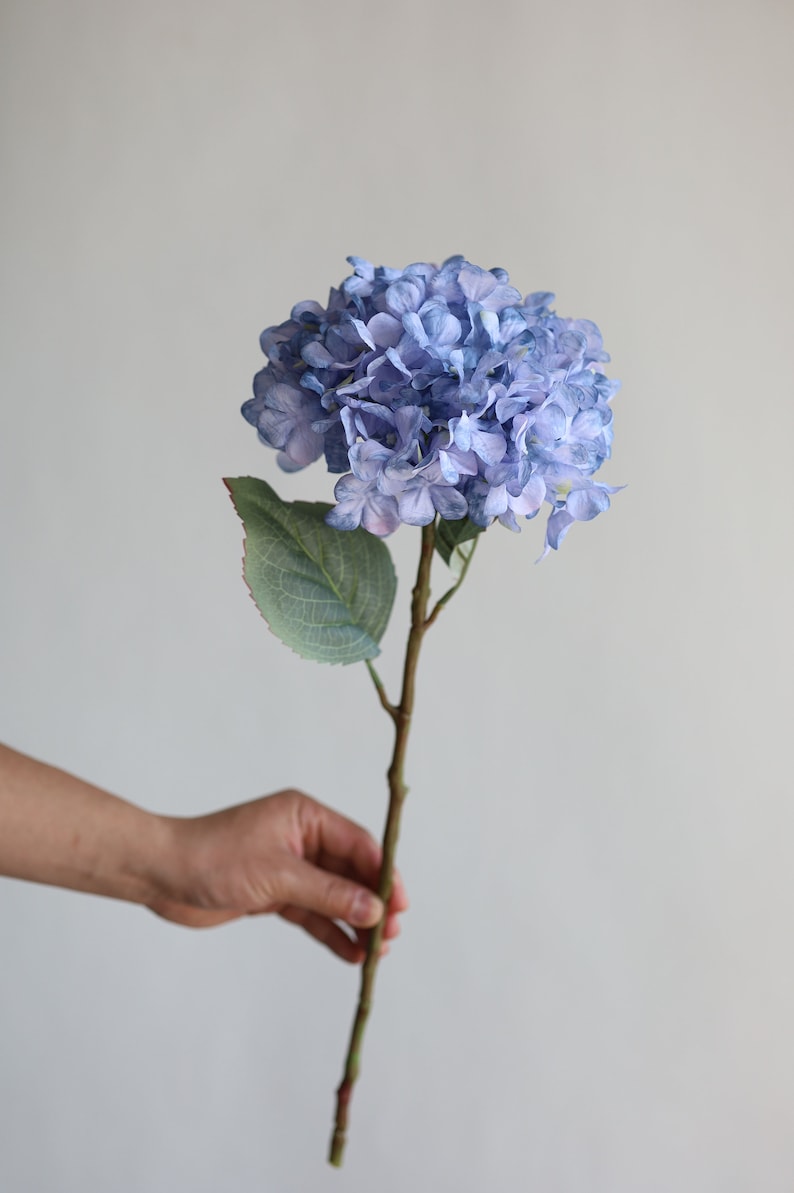 20 Blue Dried Look Hydrangeas, Fake Spring Summer Artificial Hydrangeas Branch, DIY Forals/Wedding Home Decor/DIY Bouquets, Gifts for Her image 2