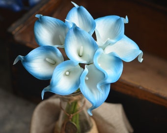 9 Malibu White Calla Lilies, Real Touch Wedding Flowers